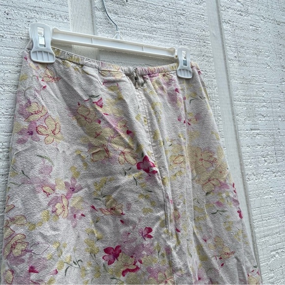 90s Vintage Maxi Womens Liz Claiborne Desert Floral Spring Skirt Linen - Picture 4 of 8
